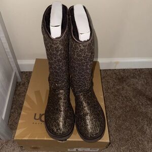 Ugg Brown Shimmering Gold leopard boot-9